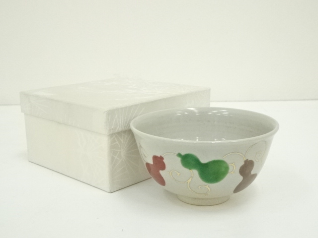 道具 ] - 道具 京焼 森岡嘉祥造 金彩色絵六瓢唐草茶碗（箱付